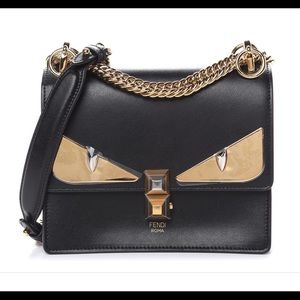 FENDI GOLD KAN monster eye purse with gold chain